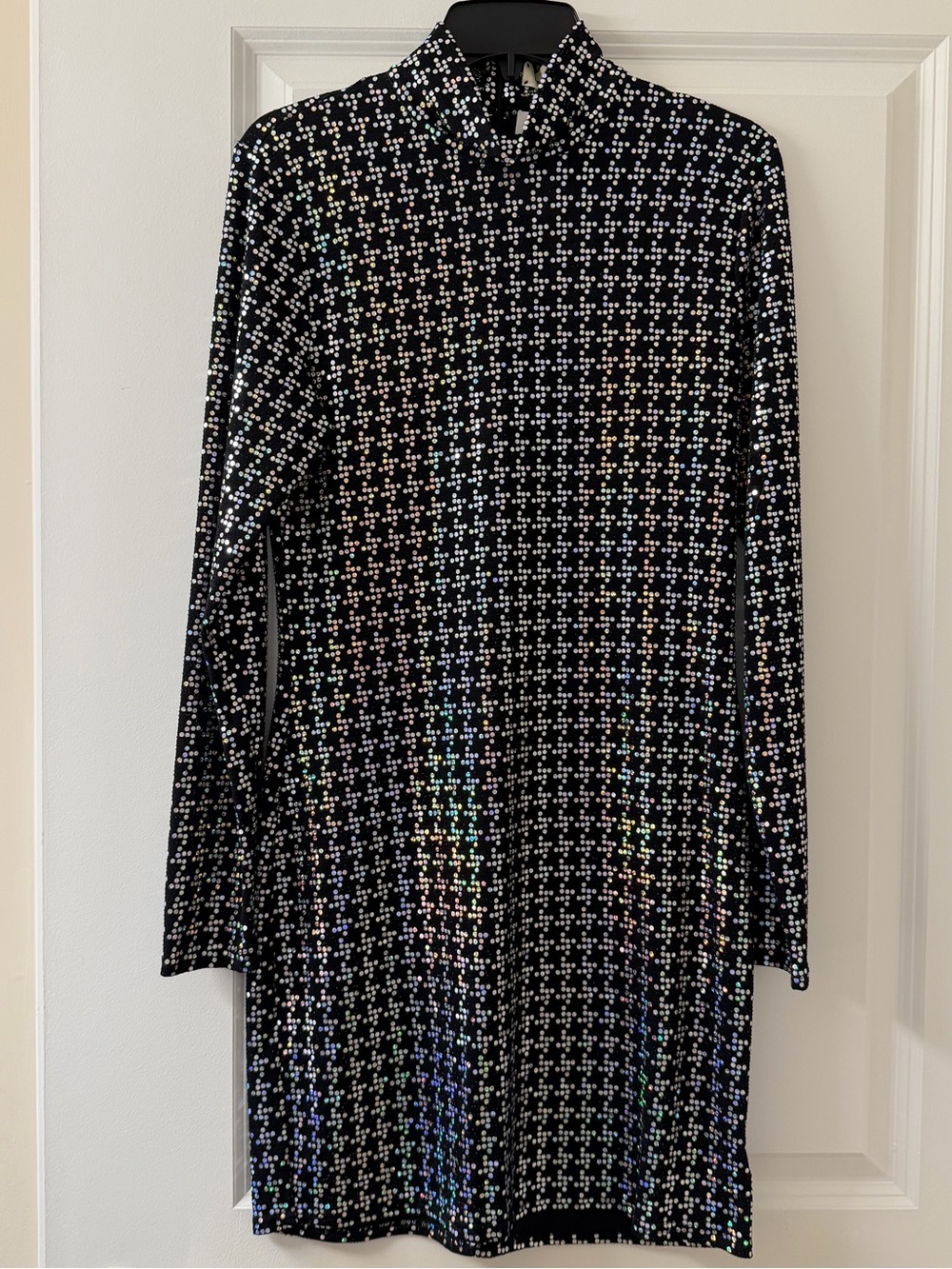 L’Agence/Intermix Black Holographic Sequin Long Sleeve Mini Dress